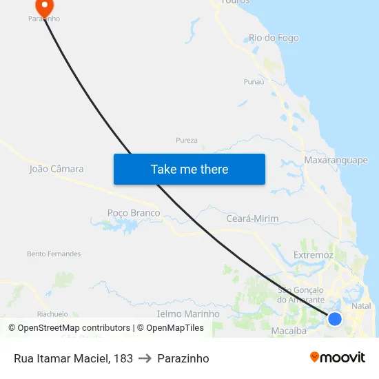 Rua Itamar Maciel, 183 to Parazinho map