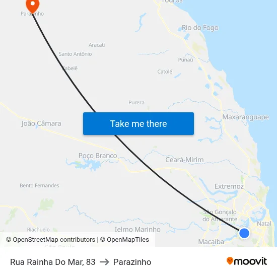Rua Rainha Do Mar, 83 to Parazinho map