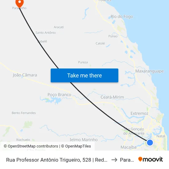 Rua Professor Antônio Trigueiro, 528 | Rede Mais Felipe Camarão to Parazinho map