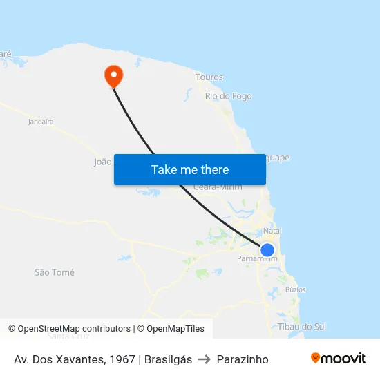 Av. Dos Xavantes, 1967 | Brasilgás to Parazinho map