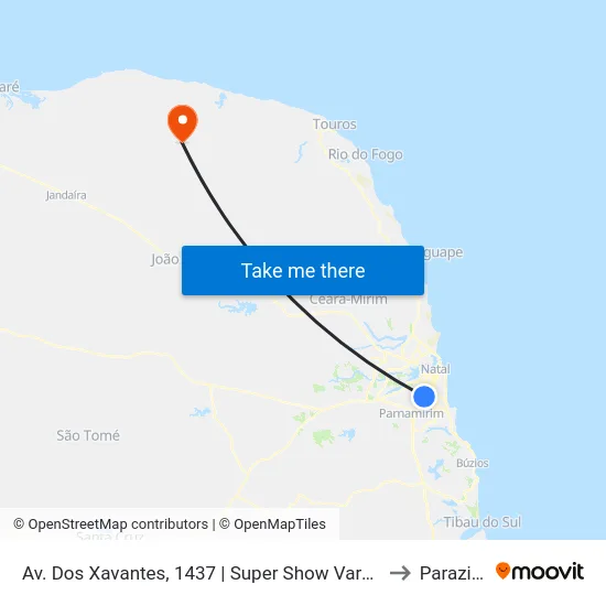 Av. Dos Xavantes, 1437 | Super Show Varejão Satélite to Parazinho map