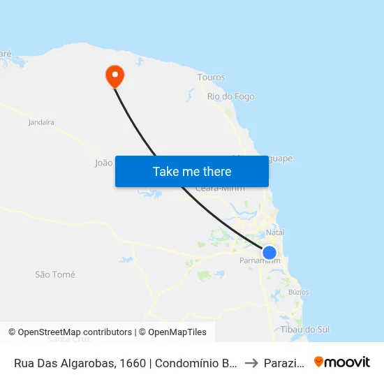Rua Das Algarobas, 1660 | Condomínio Burle Marx to Parazinho map