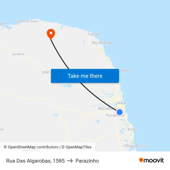 Rua Das Algarobas, 1585 to Parazinho map
