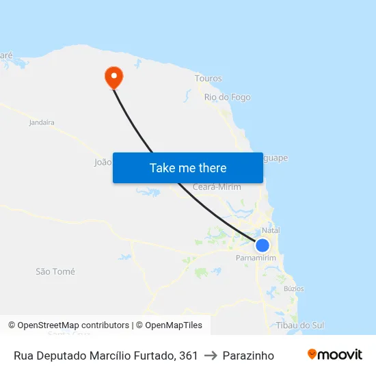 Rua Deputado Marcílio Furtado, 361 to Parazinho map