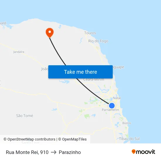 Rua  Monte Rei, 910 to Parazinho map