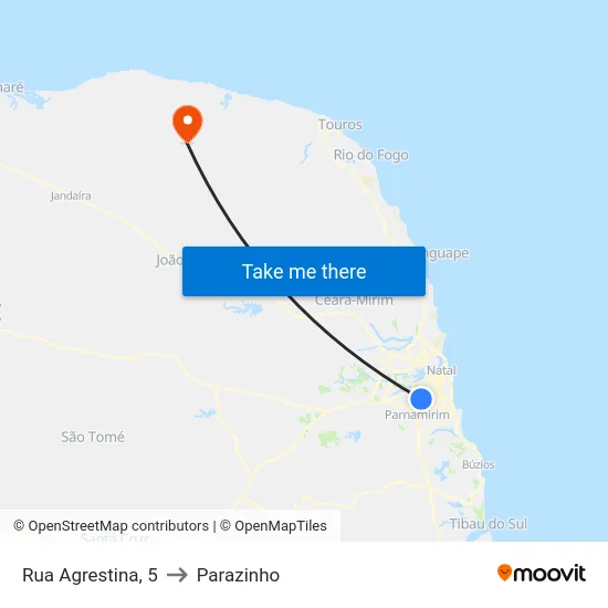 Rua Agrestina, 5 to Parazinho map