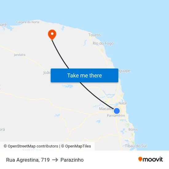 Rua Agrestina, 719 to Parazinho map