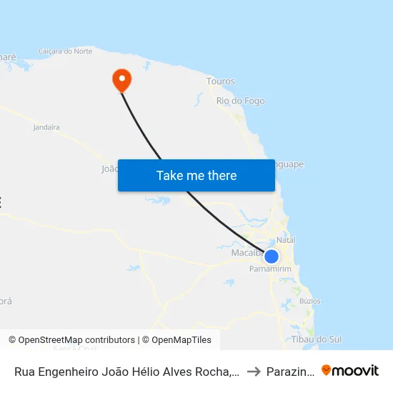 Rua  Engenheiro João Hélio Alves Rocha, 2276 to Parazinho map