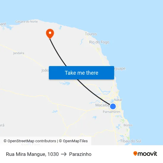 Rua Mira Mangue, 1030 to Parazinho map