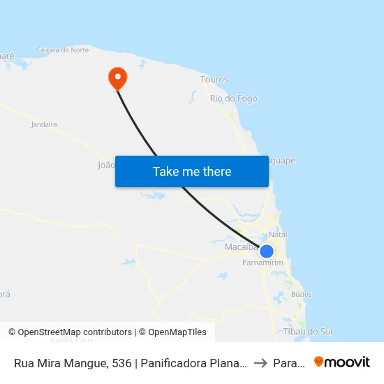 Rua Mira Mangue, 536 | Panificadora Planalto / Redemais Planalto to Parazinho map