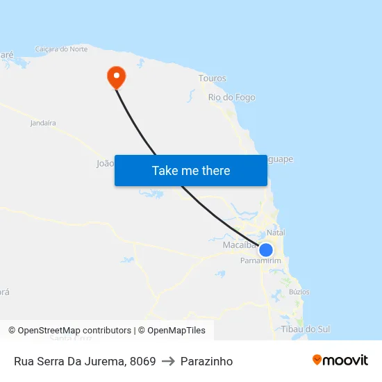 Rua Serra Da Jurema, 8069 to Parazinho map