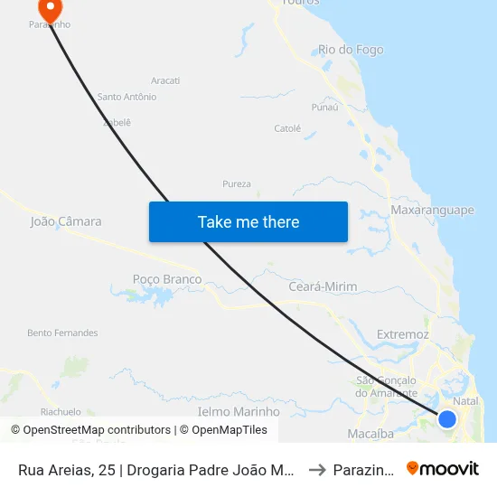 Rua Areias, 25 | Drogaria Padre João Maria to Parazinho map