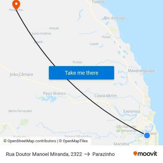 Rua Doutor Manoel Miranda, 2322 to Parazinho map