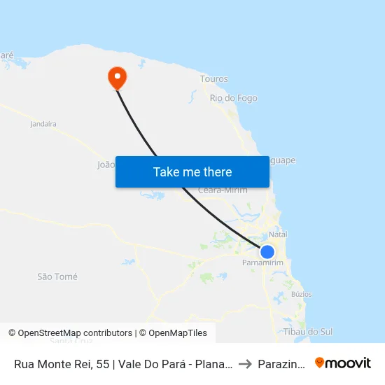 Rua Monte Rei, 55 | Vale Do Pará - Planalto to Parazinho map