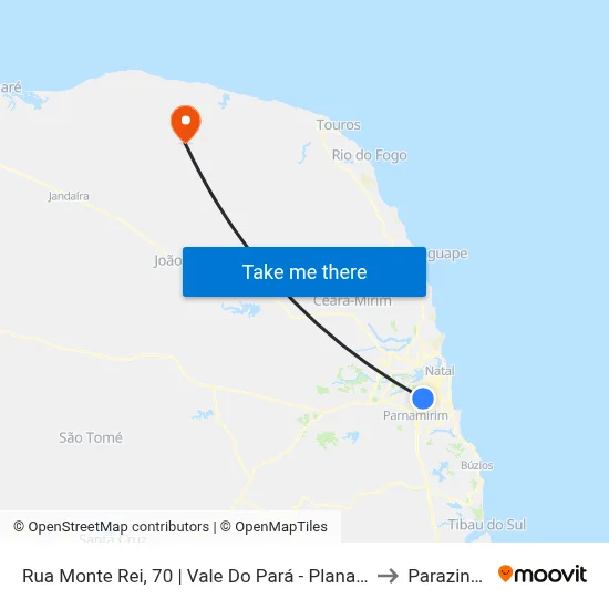 Rua Monte Rei, 70 | Vale Do Pará - Planalto to Parazinho map