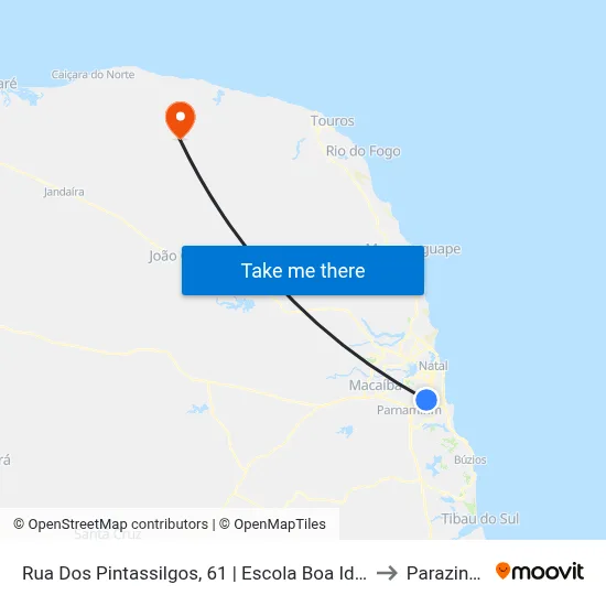 Rua Dos Pintassilgos, 61 | Escola Boa Ideia to Parazinho map