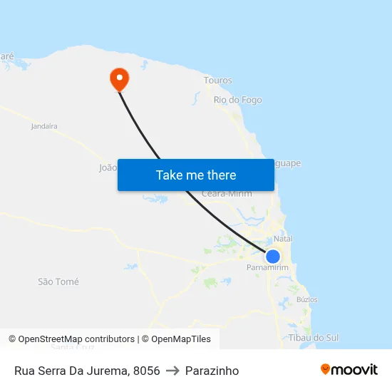 Rua Serra Da Jurema, 8056 to Parazinho map