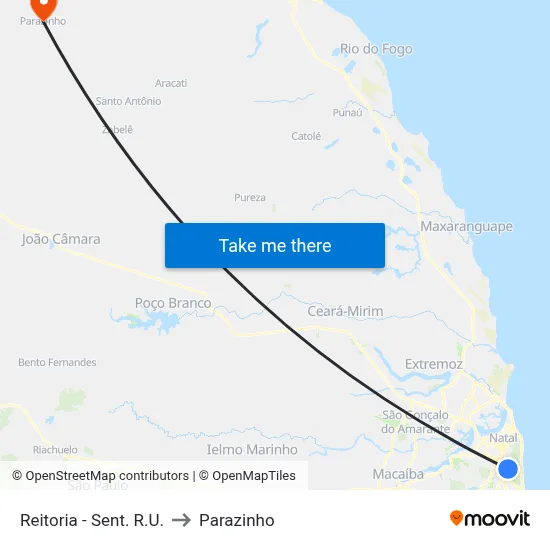 Reitoria - Sent. R.U. to Parazinho map