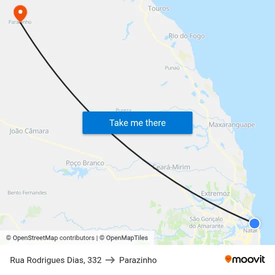 Rua Rodrigues Dias, 332 to Parazinho map