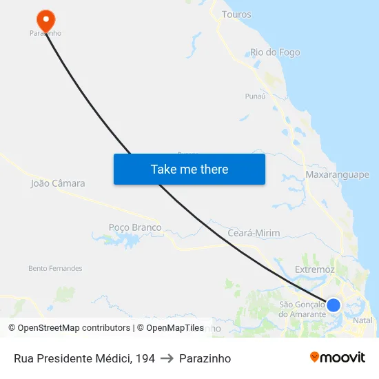Rua Presidente Médici, 194 to Parazinho map