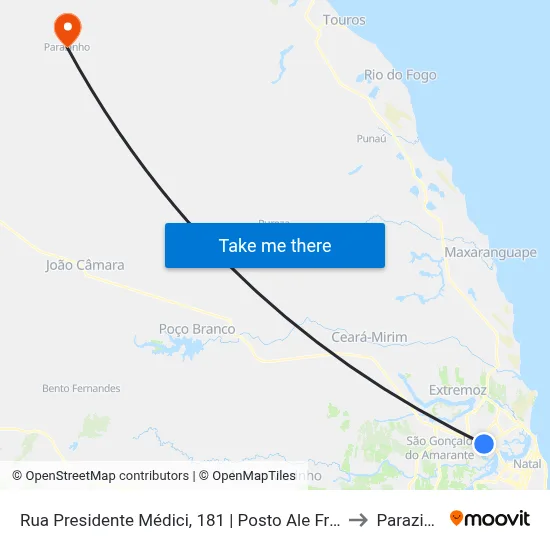 Rua Presidente Médici, 181 | Posto Ale Fronteiras to Parazinho map