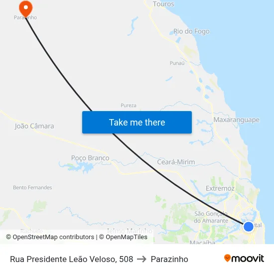 Rua Presidente Leão Veloso, 508 to Parazinho map