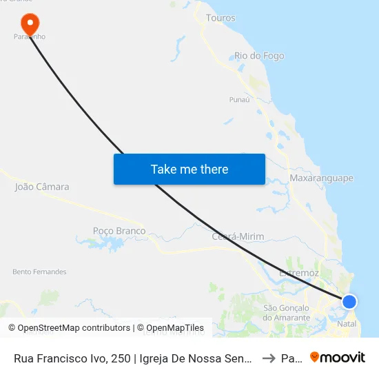 Rua Francisco Ivo, 250 | Igreja De Nossa Senhora Dos Navegantes - Terminal Dos Opcionais Na Redinha to Parazinho map