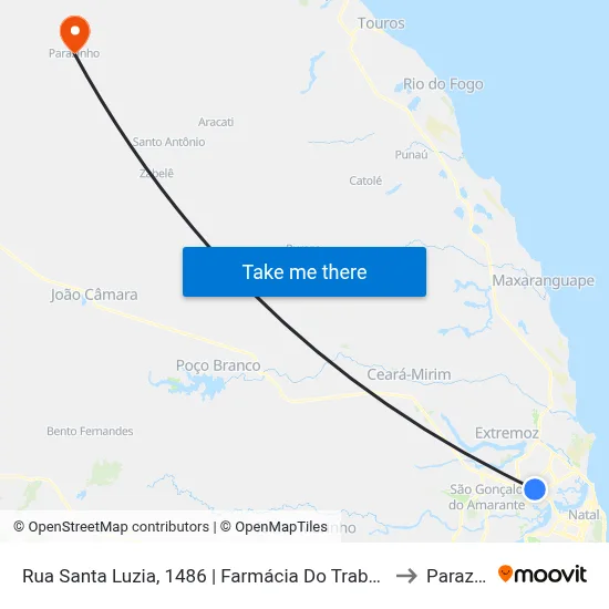 Rua Santa Luzia, 1486 | Farmácia Do Trabalhador Potiguar to Parazinho map