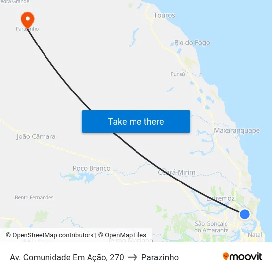 Av. Comunidade Em Ação, 270 to Parazinho map