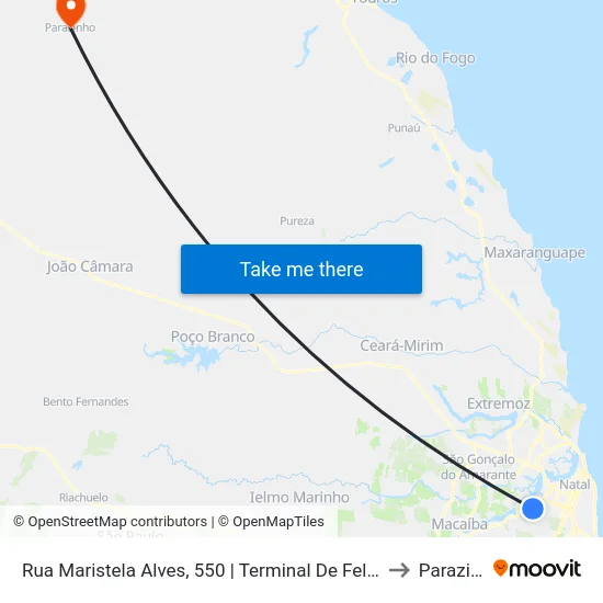 Rua Maristela Alves, 550 | Terminal De Felipe Camarão to Parazinho map