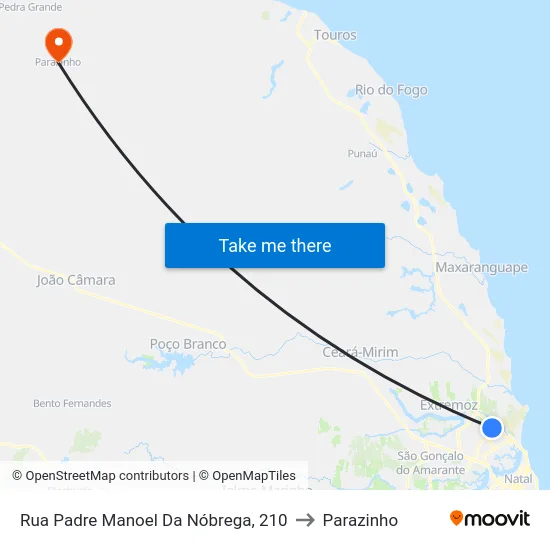 Rua Padre Manoel Da Nóbrega, 210 to Parazinho map