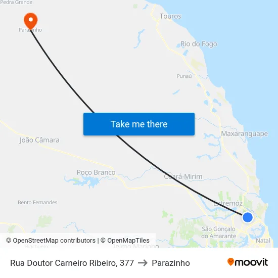 Rua Doutor Carneiro Ribeiro, 377 to Parazinho map