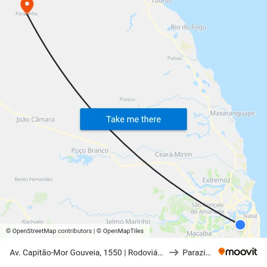 Av. Capitão-Mor Gouveia, 1550 | Rodoviária Nova to Parazinho map