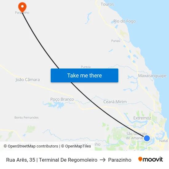 Rua Arês, 35 | Terminal De Regomoleiro to Parazinho map