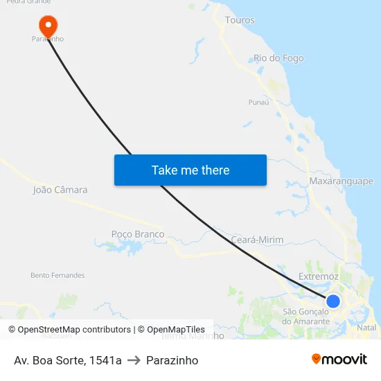 Av. Boa Sorte, 1541a to Parazinho map