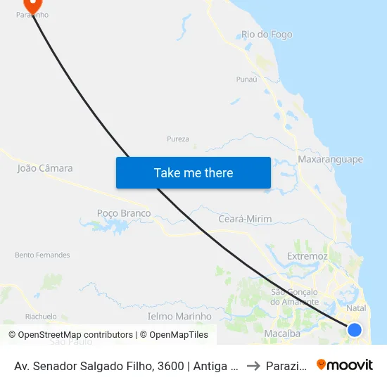 Av. Senador Salgado Filho, 3600 | Antiga Autoparvi to Parazinho map