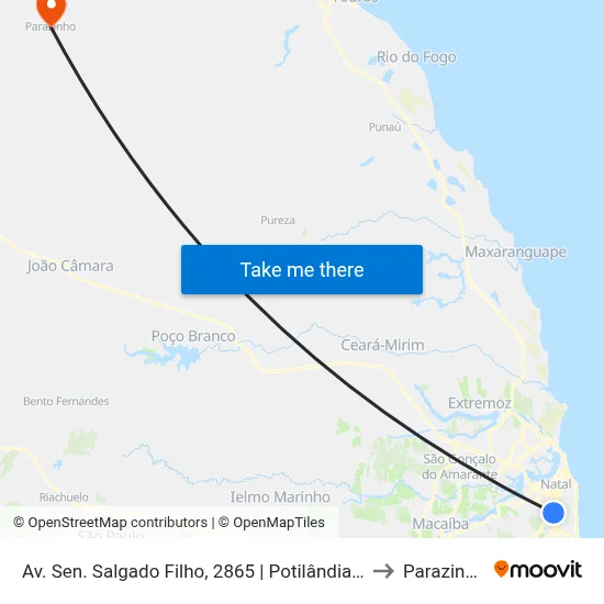 Av. Sen. Salgado Filho, 2865 | Potilândia 1 to Parazinho map