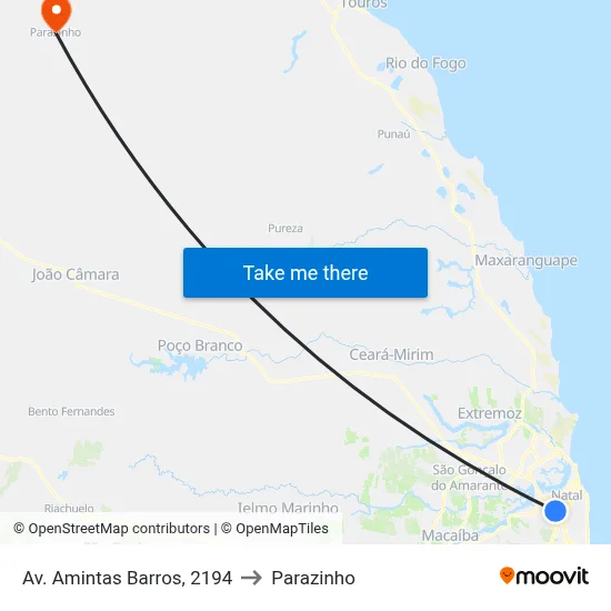 Av. Amintas Barros, 2194 to Parazinho map