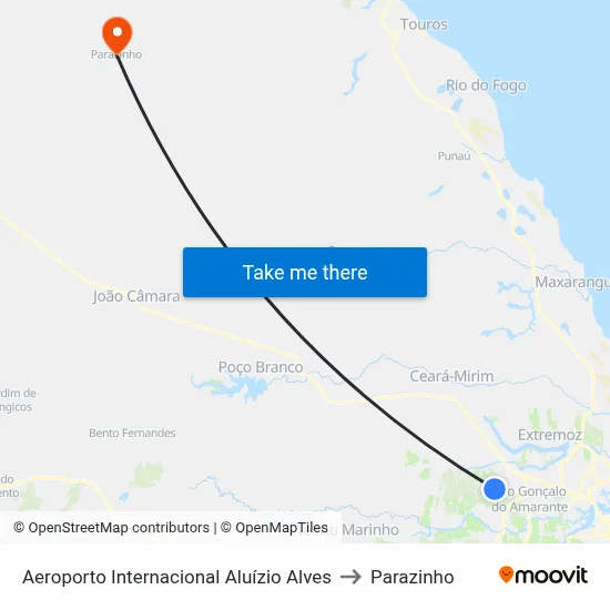 Aeroporto Internacional Aluízio Alves to Parazinho map