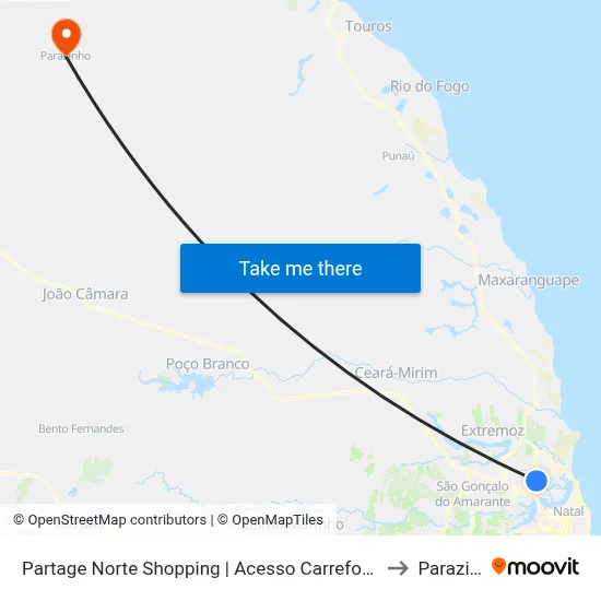 Partage Norte Shopping | Acesso Carrefour Zona Norte to Parazinho map