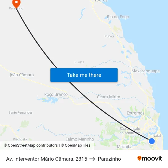 Av. Interventor Mário Câmara, 2315 to Parazinho map