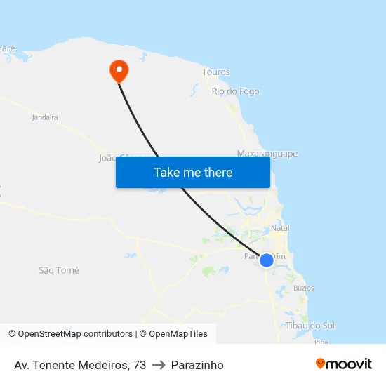 Av. Tenente Medeiros, 73 to Parazinho map