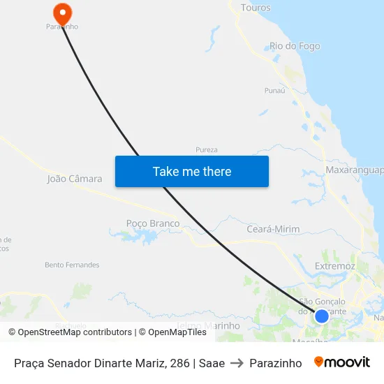 Praça Senador Dinarte Mariz, 286 | Saae to Parazinho map