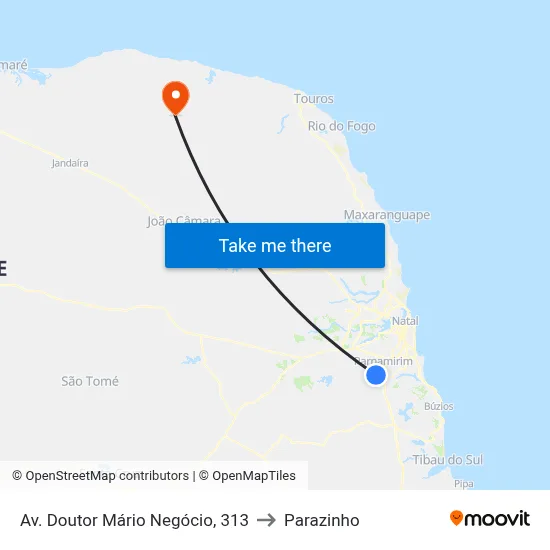 Av. Doutor Mário Negócio, 313 to Parazinho map