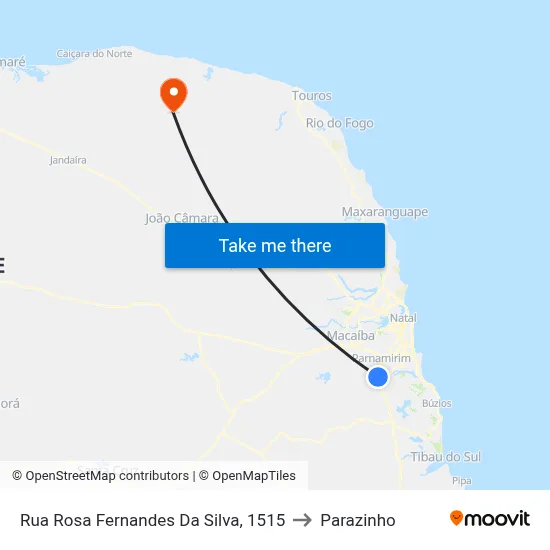 Rua Rosa Fernandes Da Silva, 1515 to Parazinho map