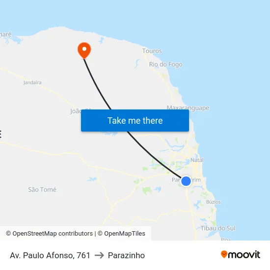 Av. Paulo Afonso, 761 to Parazinho map