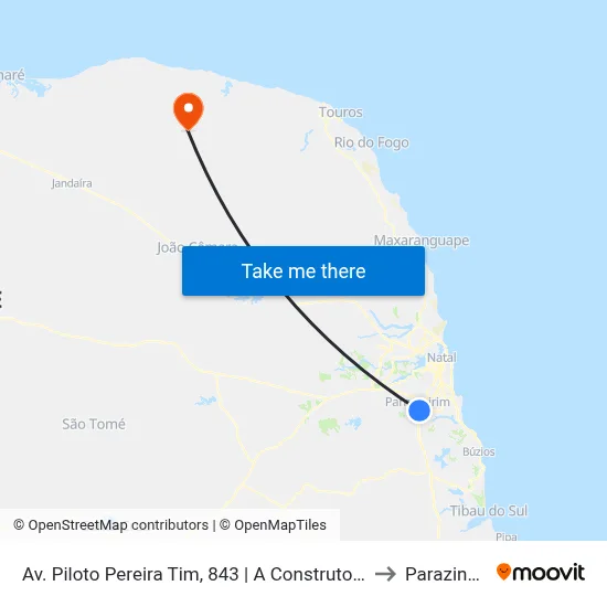 Av. Piloto Pereira Tim, 843 | A Construtora to Parazinho map
