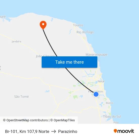 Br-101, Km 107,9 Norte to Parazinho map