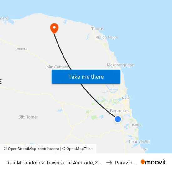 Rua Mirandolina Teixeira De Andrade, S/N to Parazinho map