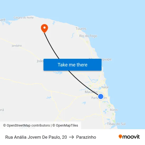 Rua Anália Jovem De Paulo, 20 to Parazinho map